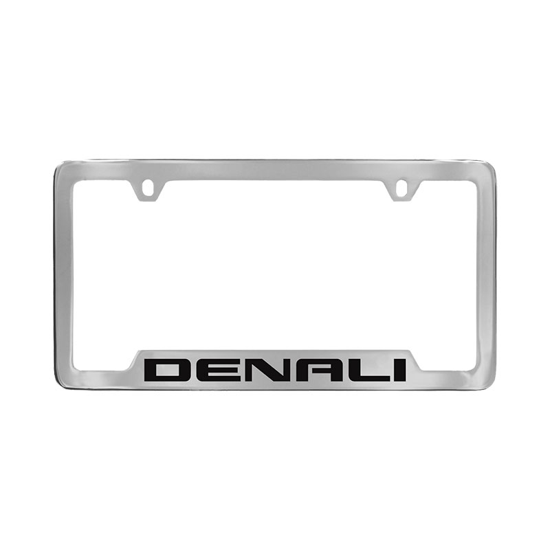 2018 Yukon Denali License Plate Frame, Chrome with Black Denali Logo