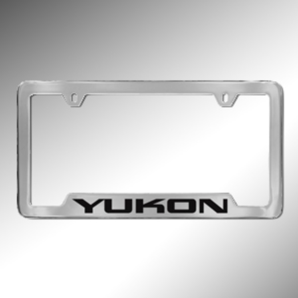 2015 Yukon Denali License Plate Frame, Chrome with Black Yukon Logo
