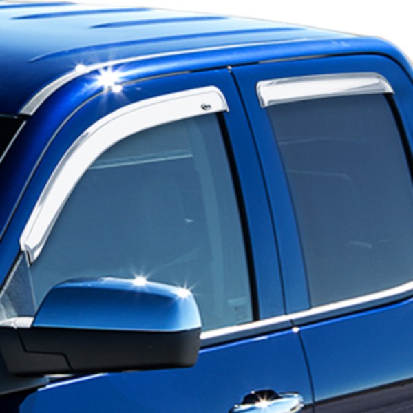 2016 Sierra 2500 Side Window Deflectors, Double Cab, Chrome