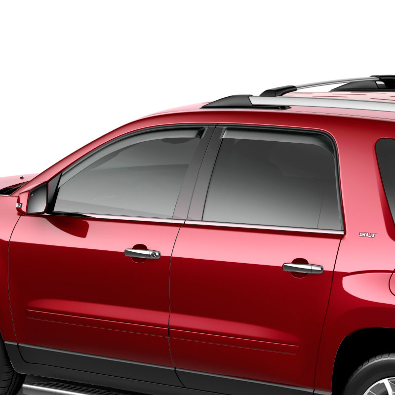 Acadia Side Window Weather Deflector, Smoke Black, In Channel, Front and Rear