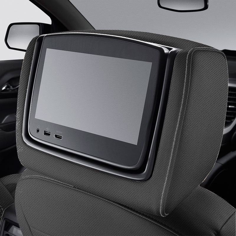 Acadia Rear Seat Infotainment System | Headrest LCD Monitors | Jet Black Cloth with Shale Stitching
