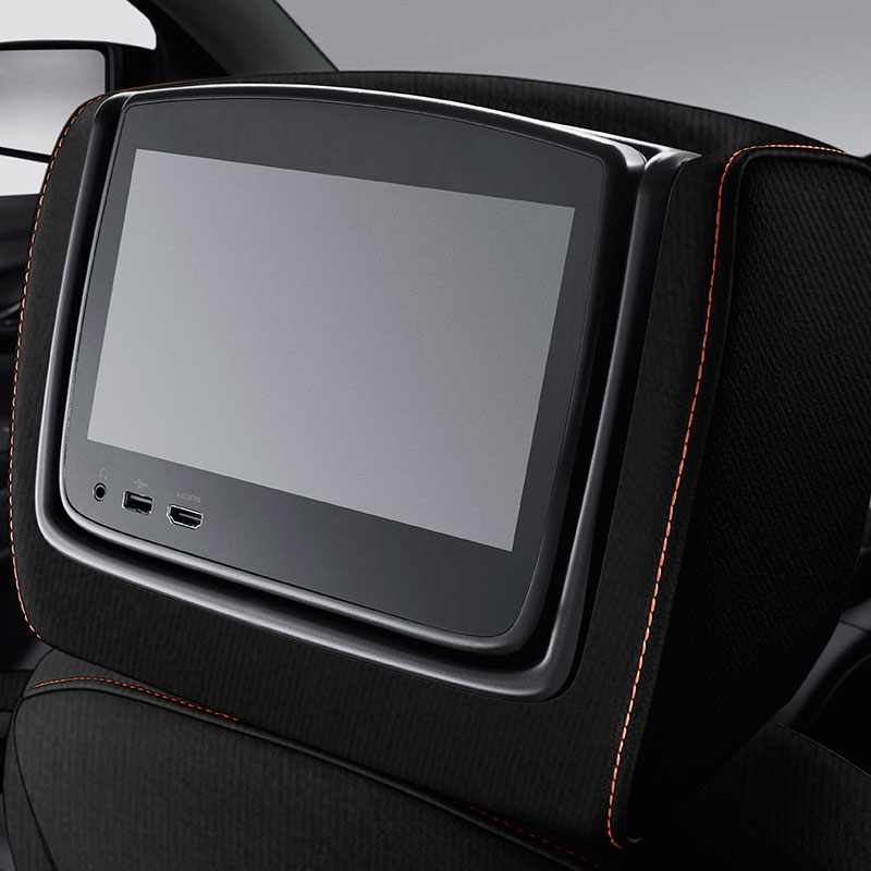 Acadia Rear Seat Infotainment System, Headrest LCD Monitors, Jet Black Cloth with Kalahari Stitching and AT4 Logo