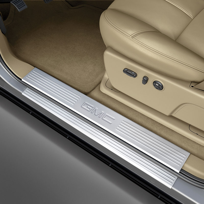 2014 Yukon Denali Door Sill Plates Front and Rear Sets | Brushed Stainless Steel