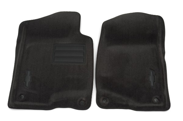 2014 Sierra 2500 Floor Mats Front Molded Carpet Bowtie Logo, Crew & Extended Cab, Titanium