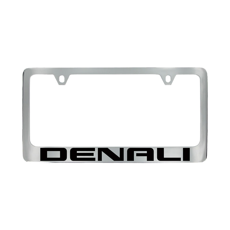 2021 Yukon License Plate Frame |  Chrome with Black Denali Logo |  Bottom