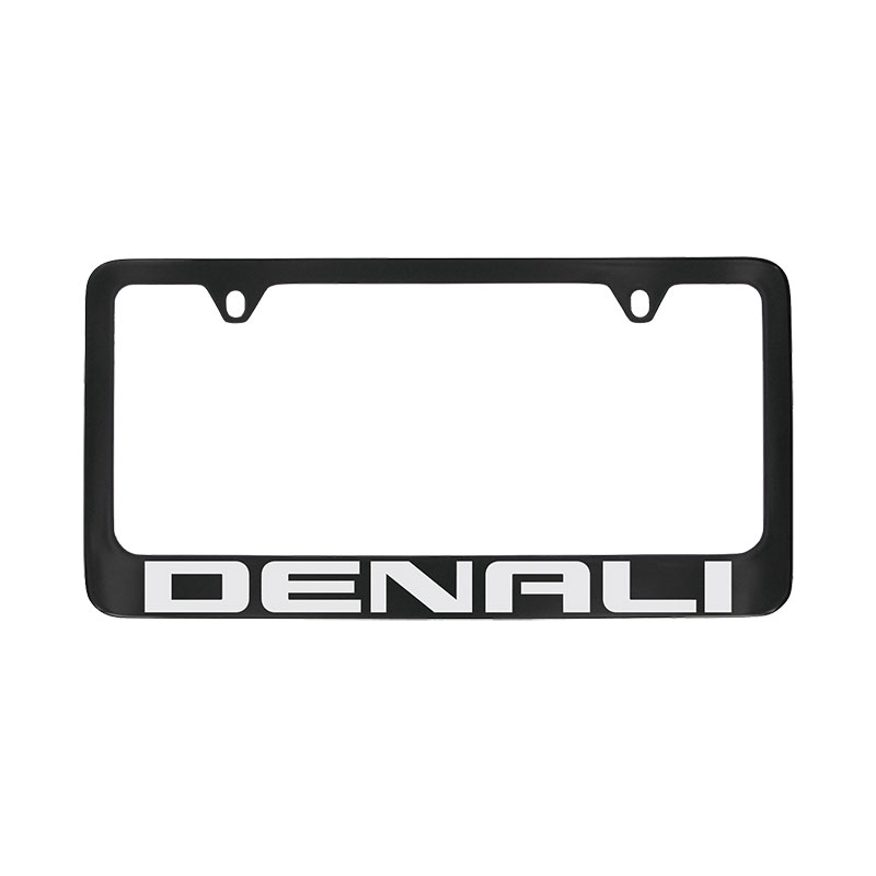 Acadia License Plate Frame, Black with Chrome Denali Logo