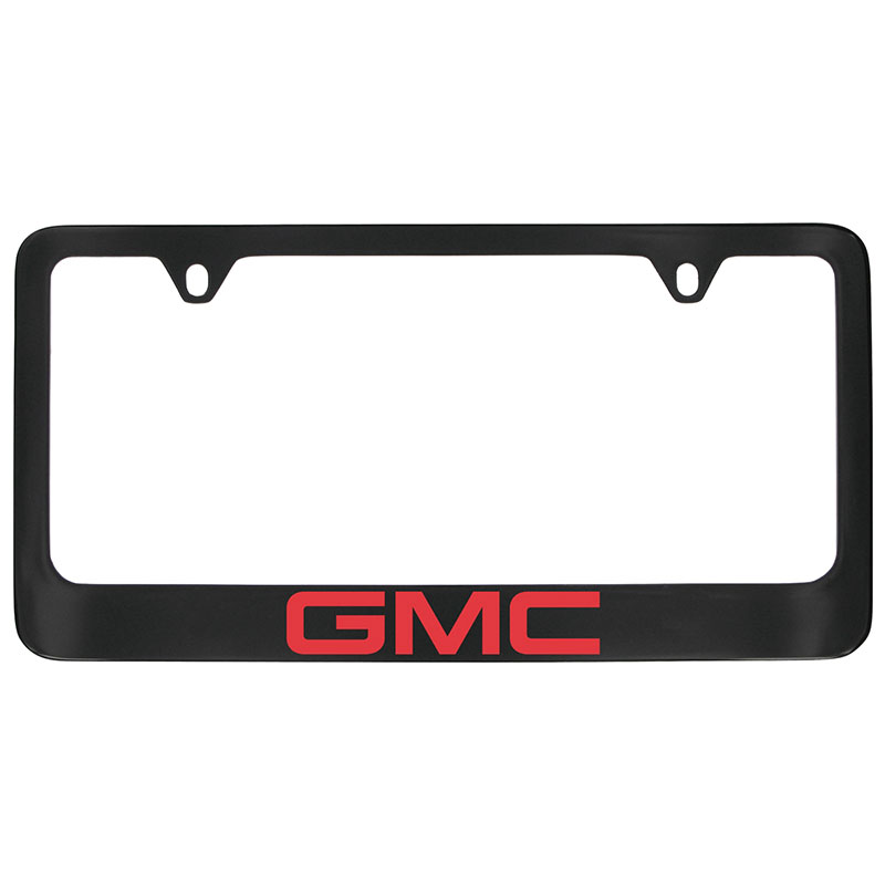 Acadia License Plate Frame, Black with Red GMC Logo