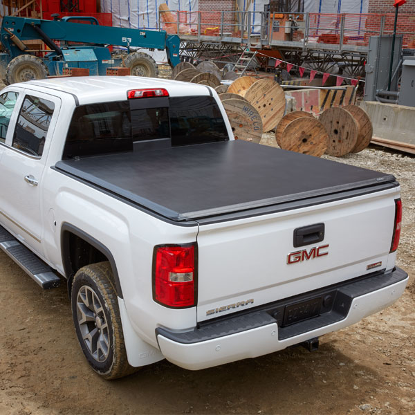 2018 Sierra 1500 Tonneau Cover | Soft Roll-Up | Vinyl | Black | 5-ft  8-in