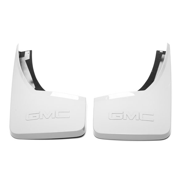 2014 Sierra 1500 Splash Guards | Rear Molded | White Diamond | GMC Logo