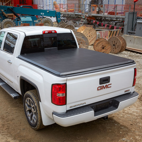 2015 Sierra 3500 Tonneau Cover, Hard Folding, Black Vinyl, 8'