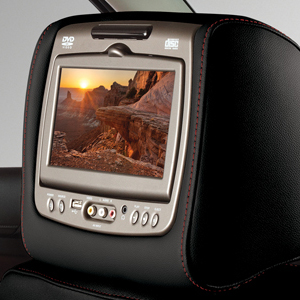 2016 Yukon Dual DVD Headrest System | Jet Black Vinyl w Red Stitc