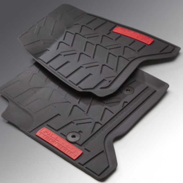 2015 Sierra 2500 Floor Mats Front Premium All Weather | Black with ALL TERRAIN Logo