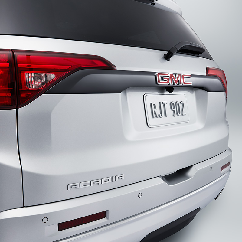 Acadia Liftgate Applique | License Opening Trim in Dark Chrome