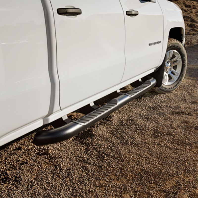 2018 Sierra 3500 Double Cab Assist Steps, 4 inch Round, Black, Dies