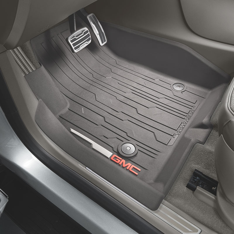 2020 Acadia Floor Liners | Dark Ash Gray | Front Row | GMC Logo | Premium All Weather | Set of Two