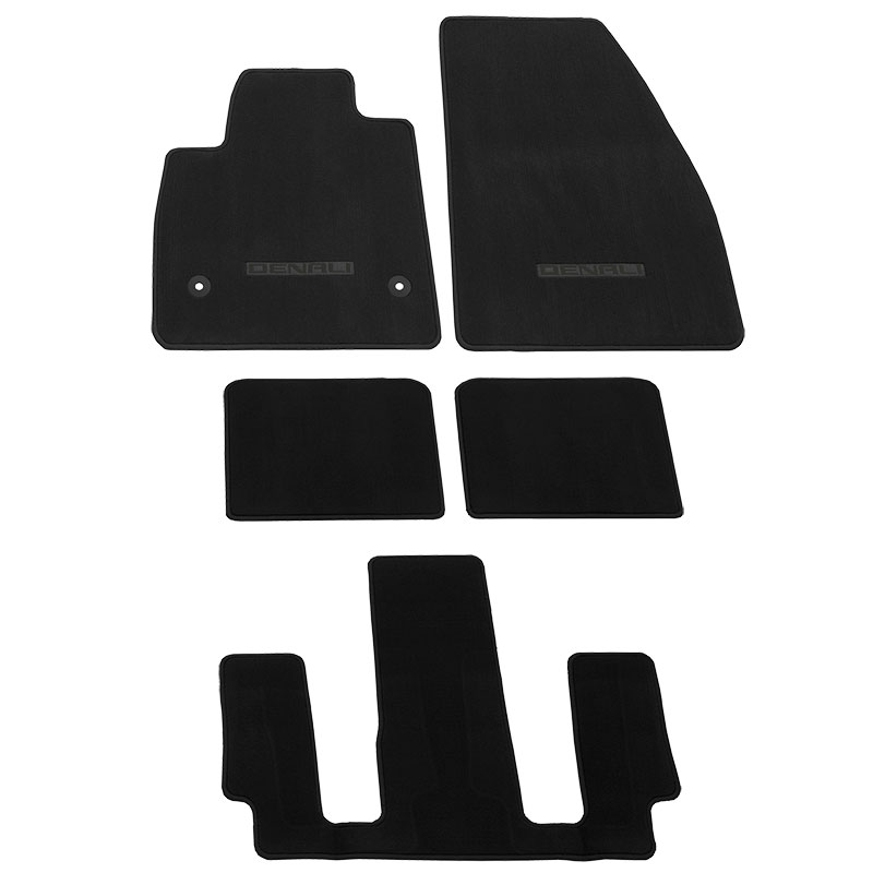 2018 Acadia Floor Mats | Replacement Carpet | Black | 2nd Row Captain's Chairs | Denali Logo