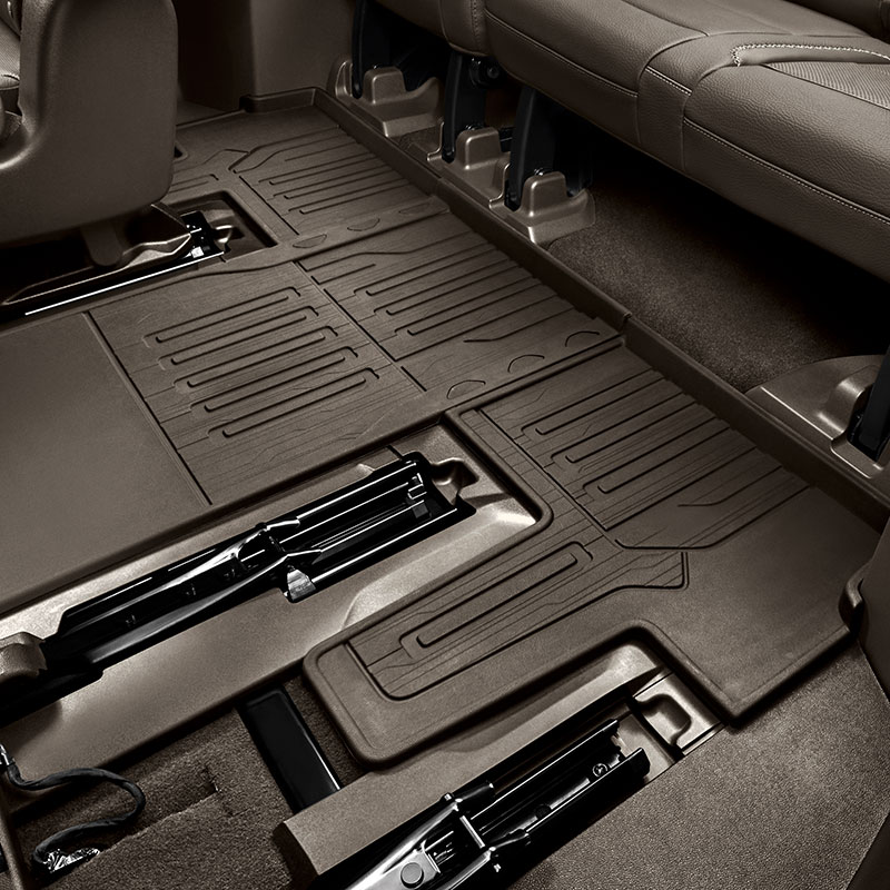2021 Yukon Floor Liners |  Very Dark Ash Gray |  Third-Row with Second Row Captains Chairs |  One Piece Desig