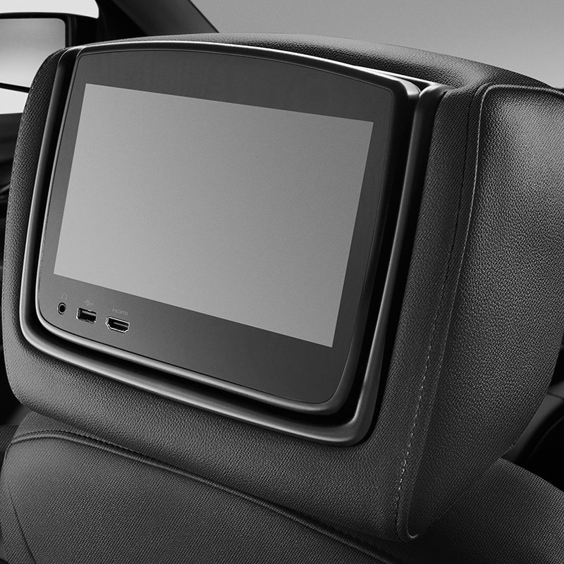 Acadia Rear Seat Infotainment System | Headrest LCD Monitors | Jet Black Leather