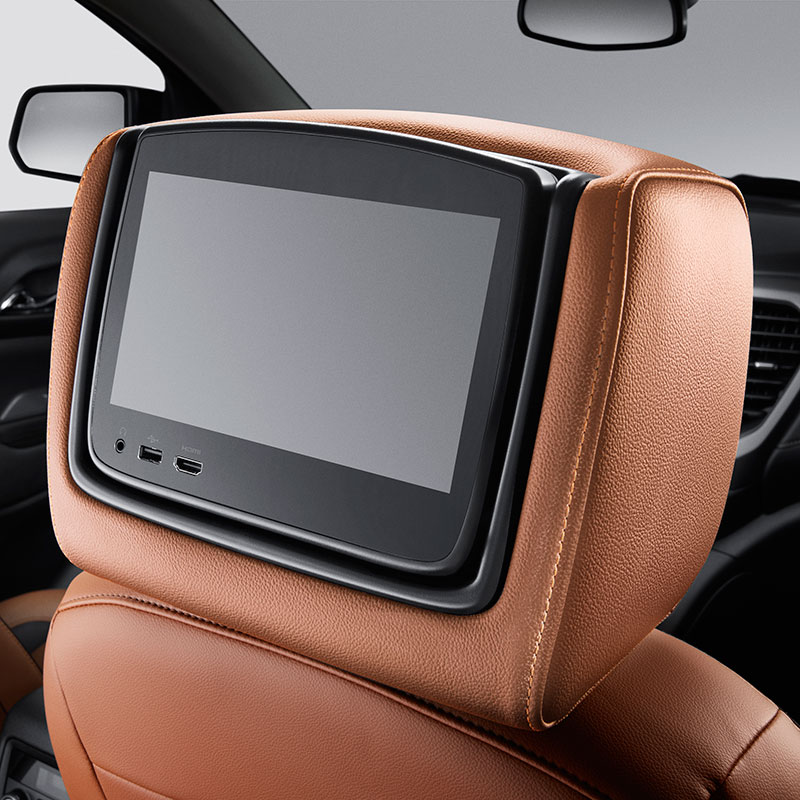 Acadia Rear Seat Infotainment System, Headrest LCD Monitors, Kalahari Leather, AT4 Logo