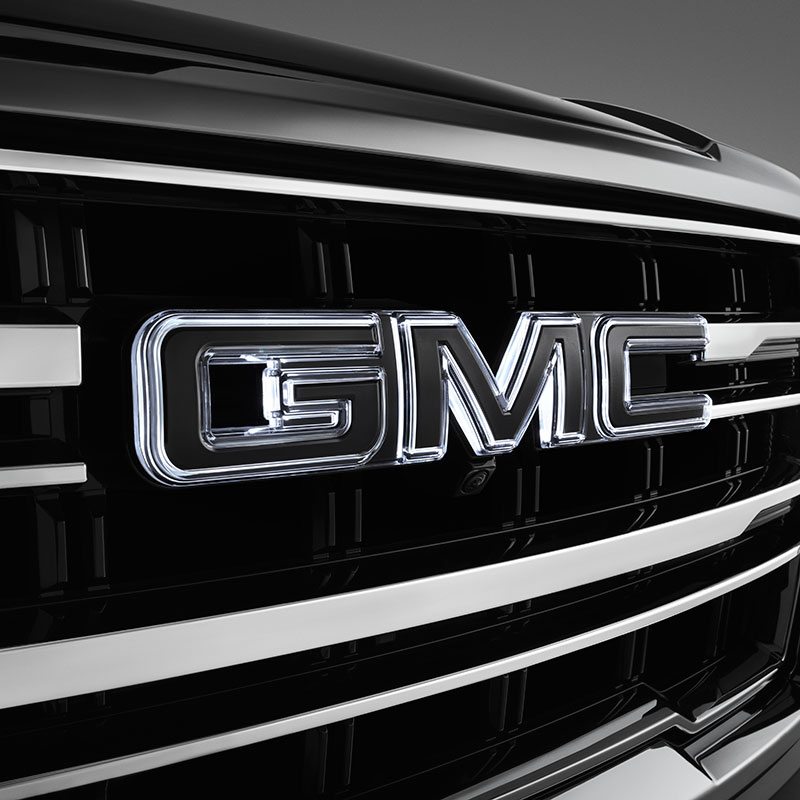 2021 Yukon Illuminated GMC Emblem |  Black GMC Logo |  Front Grille and Rear Tailgate