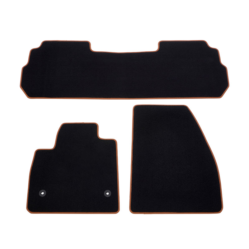 2020 Acadia Floor Mats | Premium Carpet | Jet Black with Kalahari Binding | Front and Rear Rows | 3 Piece