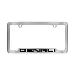 2015 Yukon Denali License Plate Frame, Chrome with Black Denali Logo