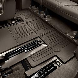 2021 Yukon Floor Liners |  Very Dark Ash Gray |  Third-Row with Second Row Captains Chairs |  One Piece Desig