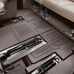 2021 Yukon Floor Liners |  Teak |  Third-Row with Second Row Captains Chairs |  One Piece Design