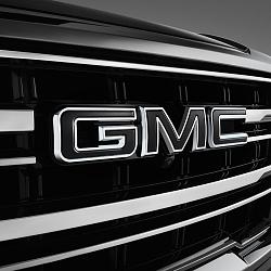2021 Yukon Black GMC Emblems |  Front Grille and Rear Liftgate |  Chrome Surround |  Set of 2