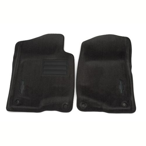 2014 Sierra 2500 Floor Mats Front Molded Carpet Bowtie Logo, Crew & Extended Cab, Titanium