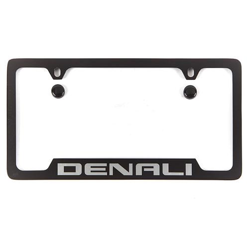 2021 Yukon License Plate Frame |  Black with Chrome Denali Logo |  Bottom