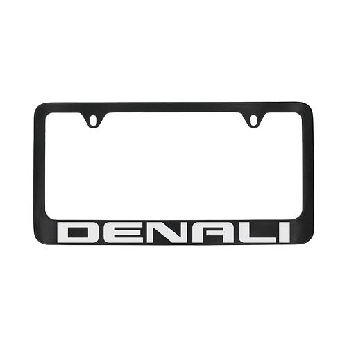 Acadia License Plate Frame | Black with Chrome Denali Logo
