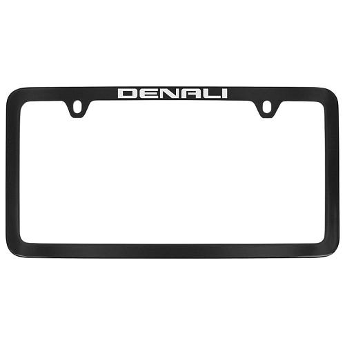 Acadia License Plate Frame | Black with Chrome Denali Logo | Top