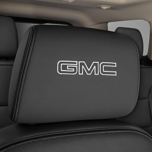 2021 Acadia Headrest | Jet Black Vinyl | Light Gray Stitching | Embroidered GMC Script | Single