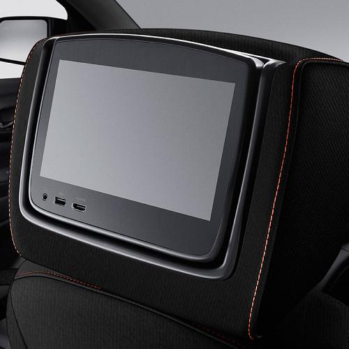 Acadia Rear Seat Infotainment System with DVD Player | Headrest LCD Monitors | Jet Black Leather with Kalahari Stitching and AT4 Logo